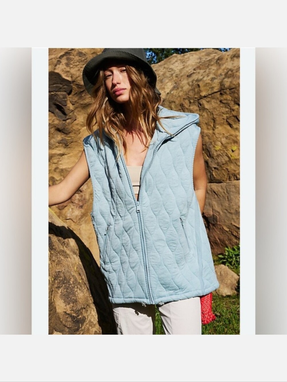 Free People Movement Dream Big Quilted Vest in Eucalyptus